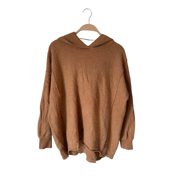 Free People Tops - free People "Pure Cashmere Boyfriend Hoodie tan oversize size large soft hole